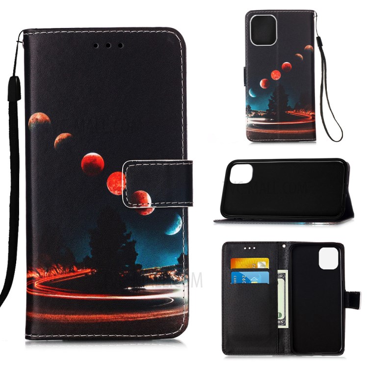 Pattern Printing with Wallet Leather Cover for iPhone 12 Pro/12 - Planets-1