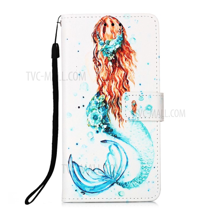 Pattern Printing Stylish Leather Case for iPhone 12 Pro Max 6.7 inch - Mermaid-2