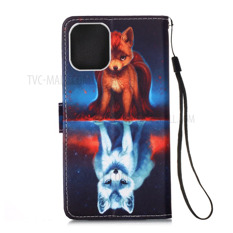 Pattern Printing Stylish Leather Case for iPhone 12 Pro Max 6.7 inch - Two Foxes-3