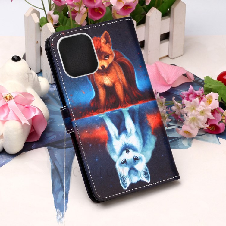 Pattern Printing Stylish Leather Case for iPhone 12 Pro Max 6.7 inch - Two Foxes-7