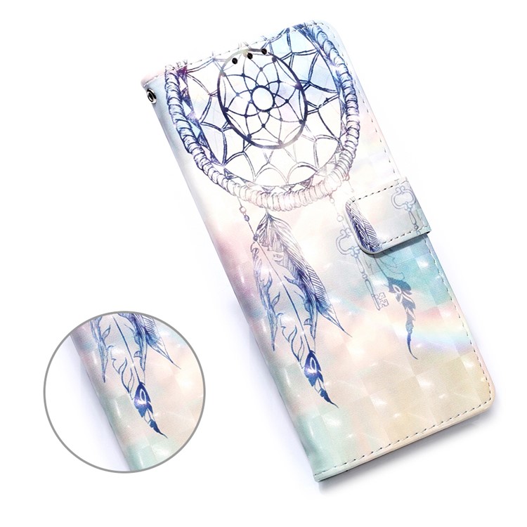 Pattern Printing PU Leather Cover Wallet Phone Case with Strap for iPhone 12 5.4 inch - Feather Dream Catcher-6