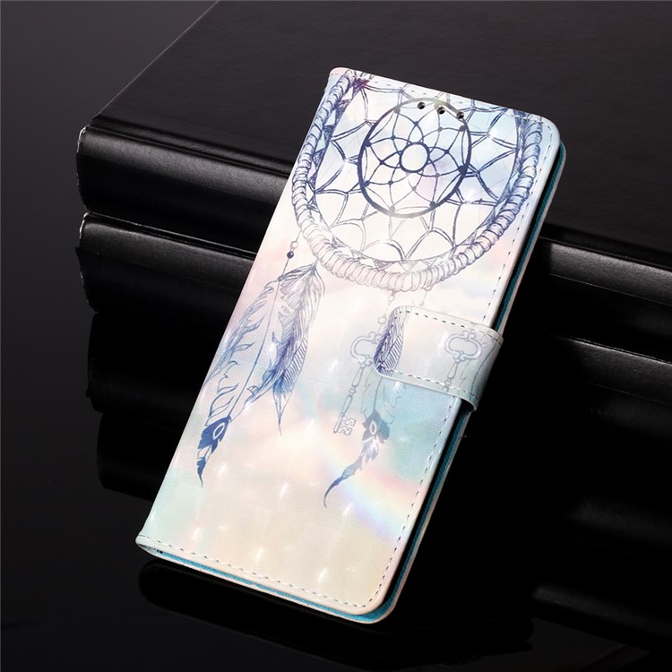 Pattern Printing PU Leather Cover Wallet Phone Case with Strap for iPhone 12 5.4 inch - Feather Dream Catcher-9