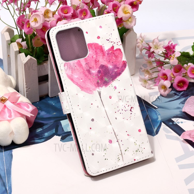 Pattern Printing PU Leather Cover Wallet Phone Case with Strap for iPhone 12 mini - Vivid Flower-8