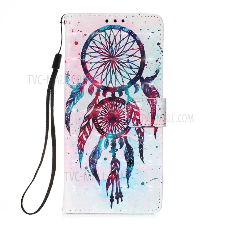 Pattern Printing PU Leather Cover Wallet Phone Case with Strap for iPhone 12 mini - Dream Catcher-2