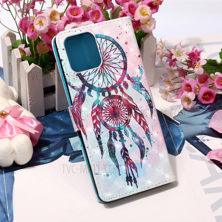 Pattern Printing PU Leather Cover Wallet Phone Case with Strap for iPhone 12 mini - Dream Catcher-8