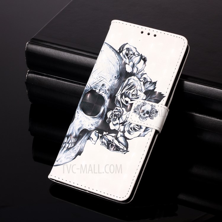 Pattern Printing PU Leather Cover Wallet Phone Case with Strap for iPhone 12 mini - Rose/Skull-9