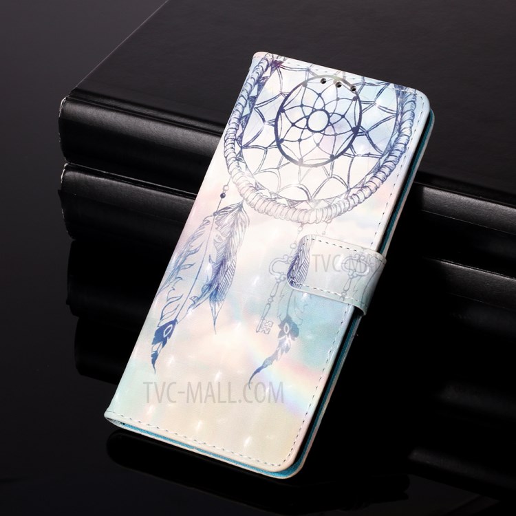 Pattern Printing PU Leather Cover Wallet Cell Phone Case with Strap for iPhone 12 Max/Pro 6.1 inch - Feather Dream Catcher-9