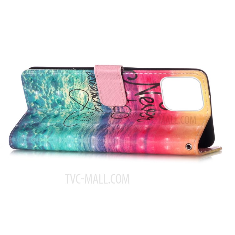Pattern Printing PU Leather Cover Wallet Cell Phone Case with Strap for iPhone 12 Pro/12 - Never Stop Dreaming-5