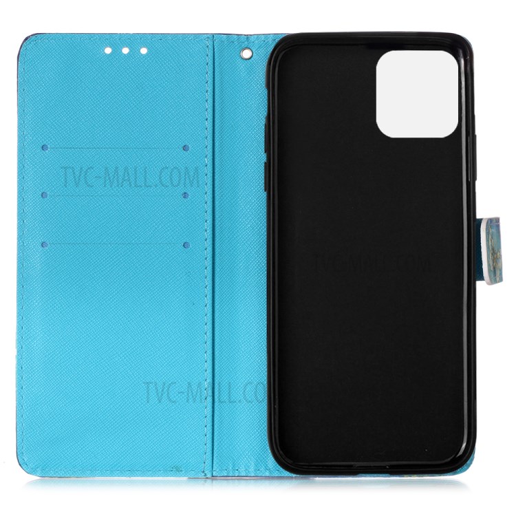 Musterdruck PU Leder Cover Wallet Wallet Handy Hülle Mit Riemen Für Iphone 12 Pro/12 - Blühter Schädel-4