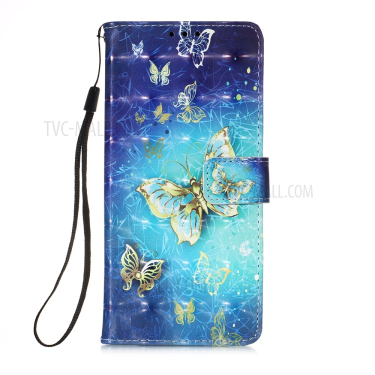 Pattern Printing PU Leather Cover Wallet Cell Phone Case with Strap for iPhone 12 Pro/12 - Butterfly Pattern-2