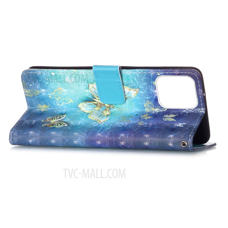 Pattern Printing PU Leather Cover Wallet Cell Phone Case with Strap for iPhone 12 Pro/12 - Butterfly Pattern-5