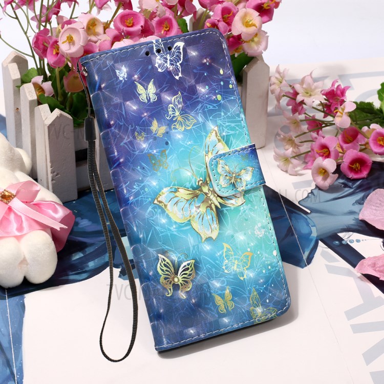 Pattern Printing PU Leather Cover Wallet Cell Phone Case with Strap for iPhone 12 Pro/12 - Butterfly Pattern-7