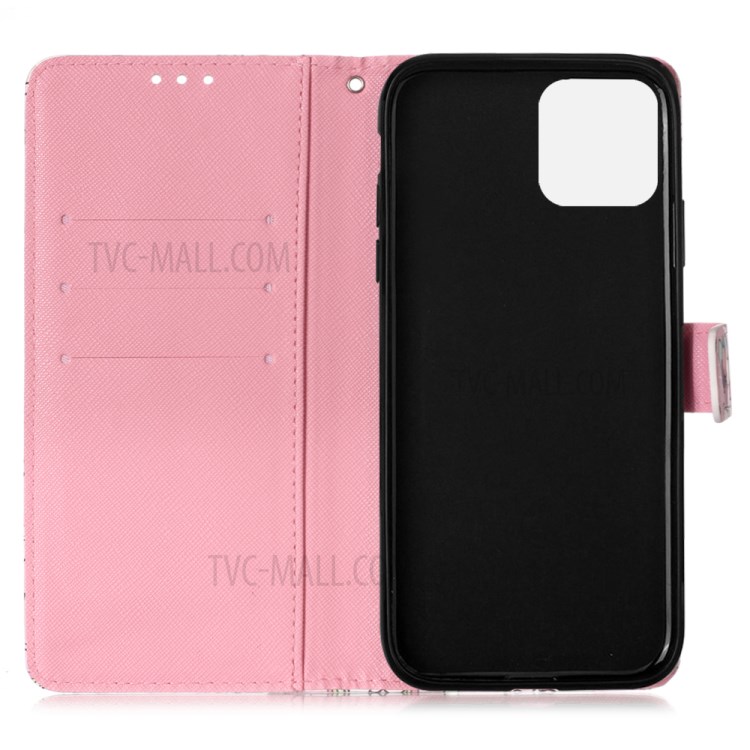 Patterned PU Leather Cover Wallet Cell Phone Case with Lanyard for iPhone 12 Pro Max 6.7 inch - Butterflies and Flowers-4