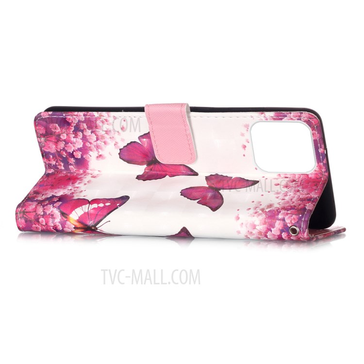 Patterned PU Leather Cover Wallet Cell Phone Case with Lanyard for iPhone 12 Pro Max 6.7 inch - Butterflies and Flowers-5
