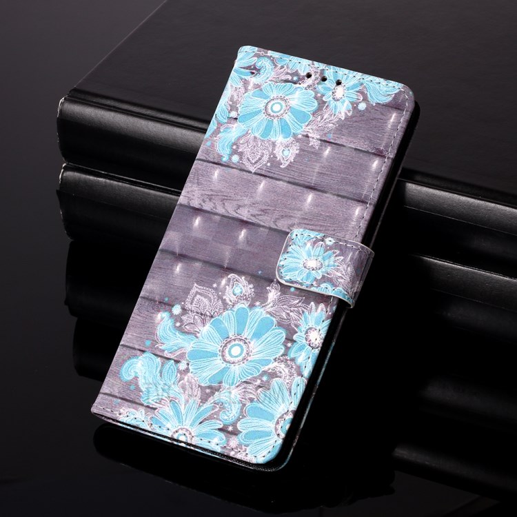 Patterned PU Leather Cover Wallet Cell Phone Case with Lanyard for iPhone 12 Pro Max 6.7 inch - Blue Flower-9