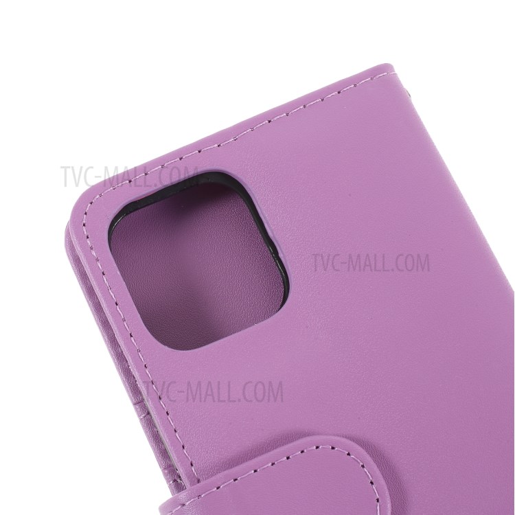 Leather Wallet Stand Phone Case Cover for iPhone 12 Pro/12 - Purple-9