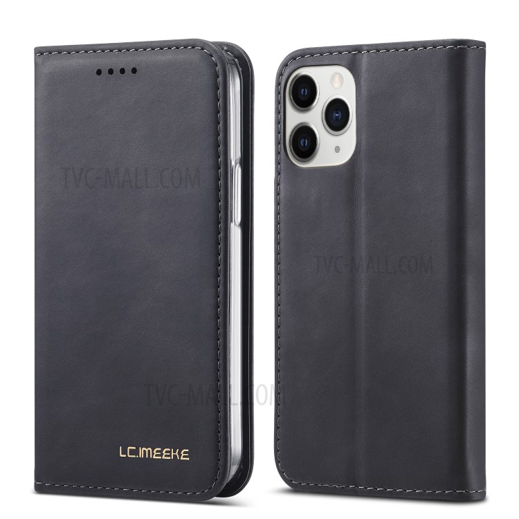 LC.IMEEKE LC-002 Series PU Leather Case Wallet Stand Cover for iPhone 12 mini - Black-1