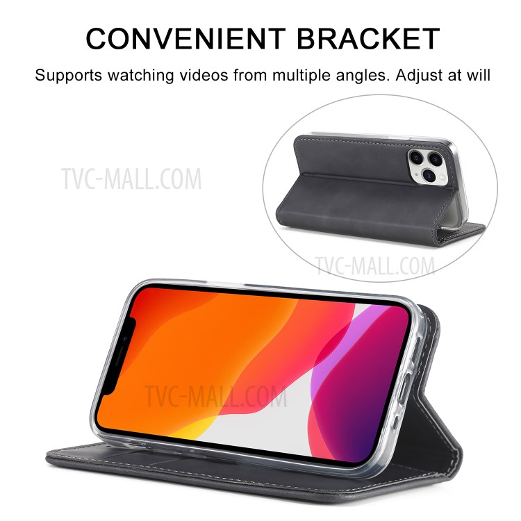 LC.IMEEKE LC-002 Series PU Leather Case Wallet Stand Cover for iPhone 12 mini - Black-11