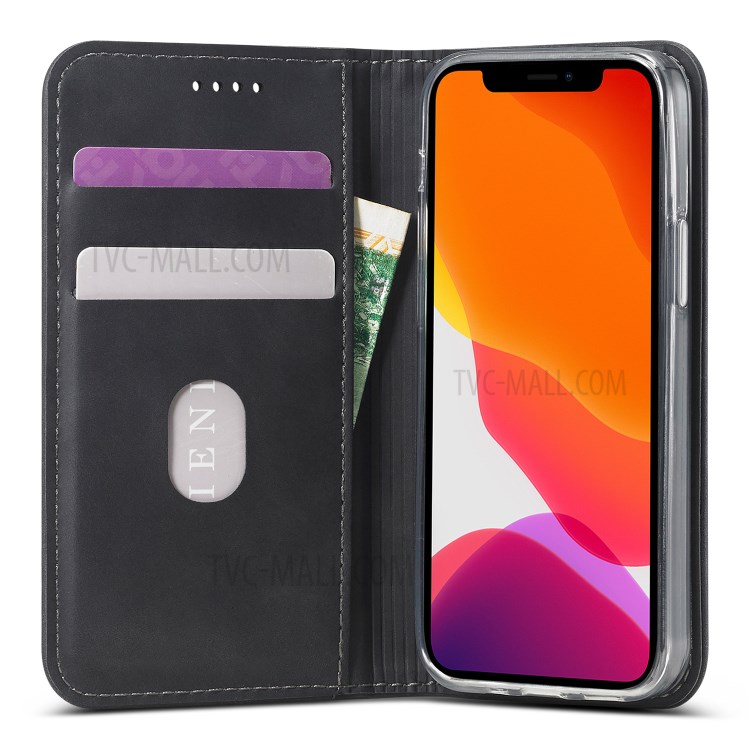 LC.IMEEKE LC-002 Series PU Leather Case Wallet Stand Cover for iPhone 12 mini - Black-4