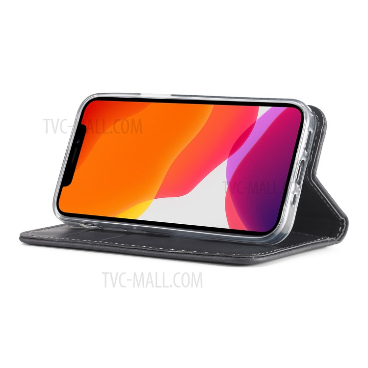 LC.IMEEKE LC-002 Series PU Leather Case Wallet Stand Cover for iPhone 12 mini - Black-6