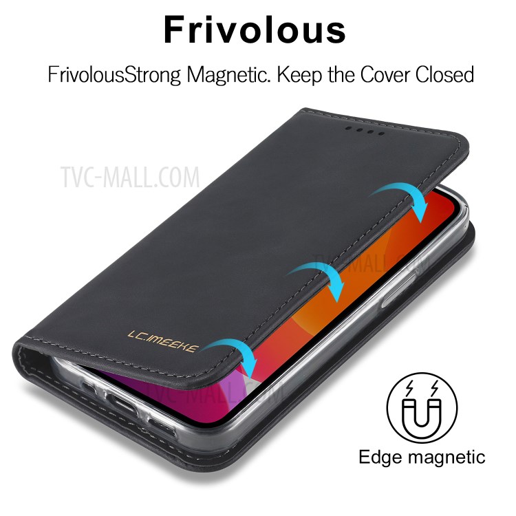 LC.IMEEKE LC-002 Series PU Leather Case Wallet Stand Cover for iPhone 12 mini - Black-9