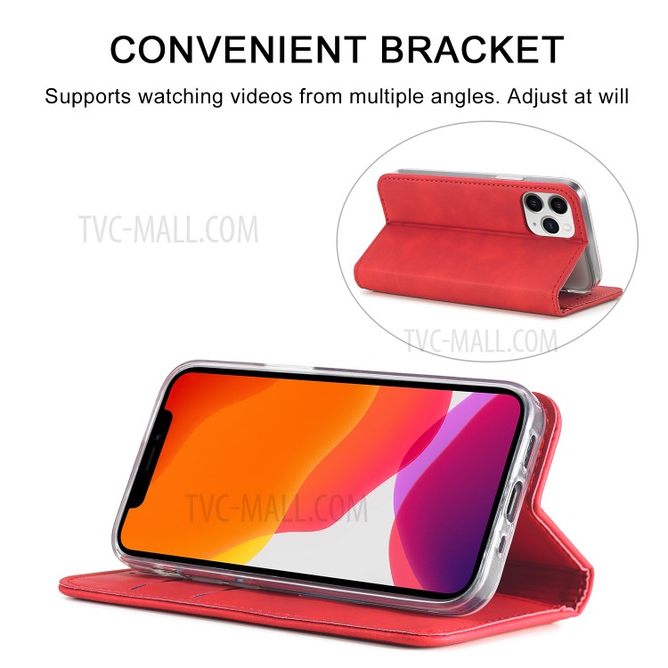 LC.IMEEKE LC-002 Series PU Leather Case Wallet Stand Cover for iPhone 12 mini - Red-11