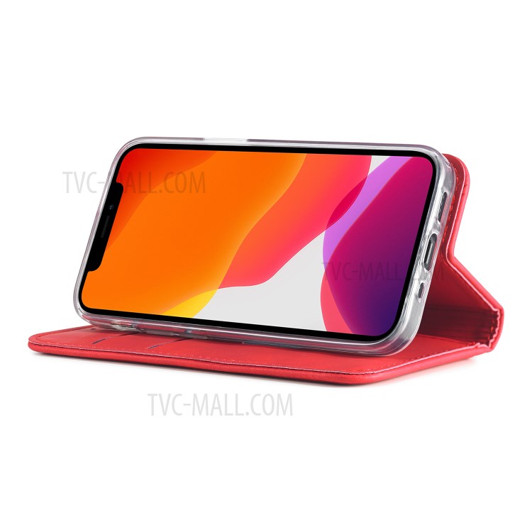 LC.IMEEKE LC-002 Series PU Leather Case Wallet Stand Cover for iPhone 12 mini - Red-6