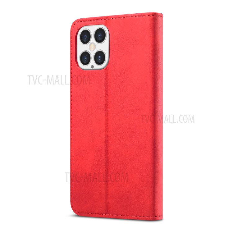 LC.IMEEKE LC-002 Series Magnet PU Leather Case Wallet Stand Cover for iPhone 12 Pro/12 - Red-3