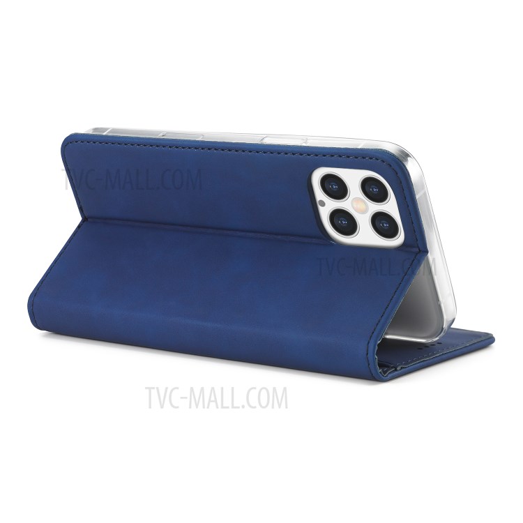 LC.IMEEKE LC-002 Series Magnet PU Leather Case Wallet Stand Cover for iPhone 12 Pro/12 - Blue-5