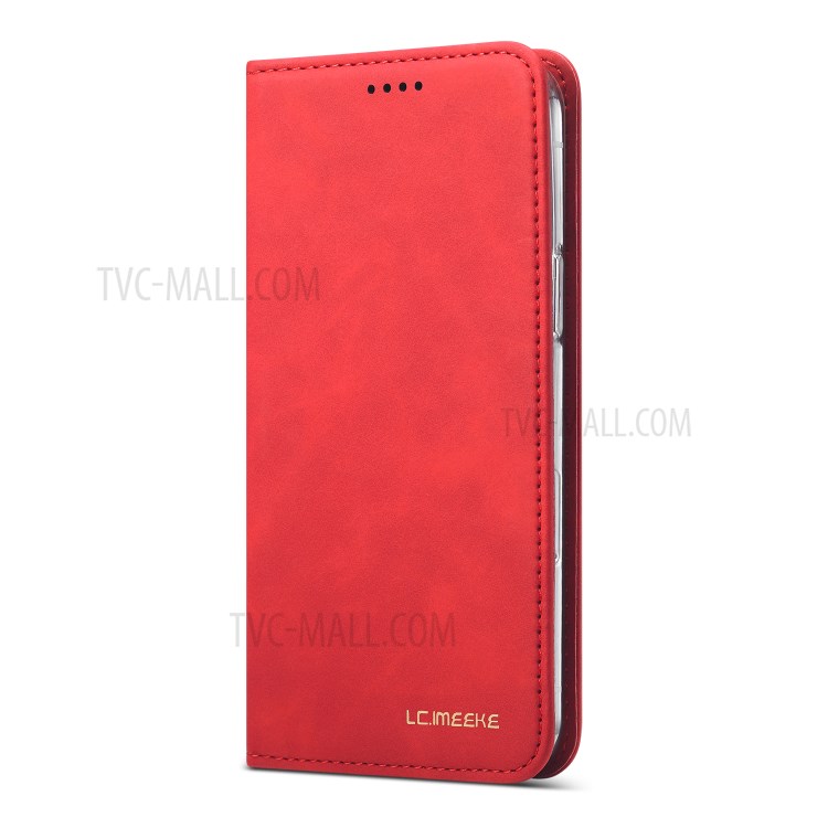 Lc. Imeeke LC-002 Série PU en Cuir Protector Wallet Stand Cover Pour Iphone 12 Pro Max 6,7 Pouces - Rouge-2