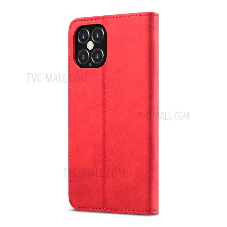 Lc. Imeeke LC-002 Serie PU Leather Protector Wallet Stand Cover Para Iphone 12 Pro Max 6.7 Pulgadas - Rojo