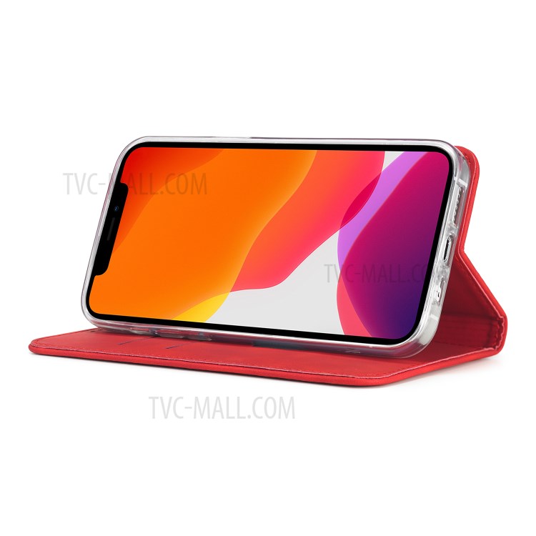 LC.IMEEKE LC-002 Series PU Leather Protector Wallet Stand Cover for iPhone 12 Pro Max 6.7 inch - Red-6