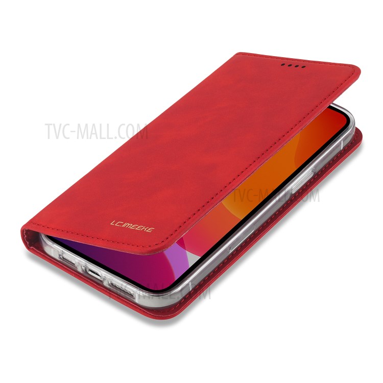 Lc. Imeeke LC-002 Série PU en Cuir Protector Wallet Stand Cover Pour Iphone 12 Pro Max 6,7 Pouces - Rouge-7