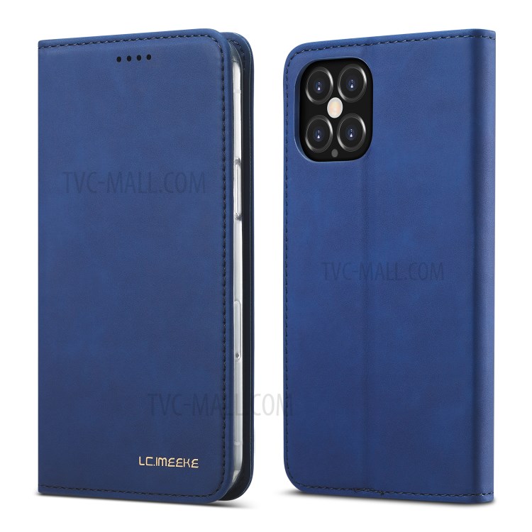 LC.IMEEKE LC-002 Series PU Leather Protector Wallet Stand Cover for iPhone 12 Pro Max 6.7 inch - Blue-1