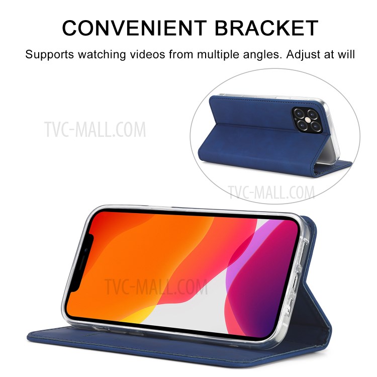 LC.IMEEKE LC-002 Series PU Leather Protector Wallet Stand Cover for iPhone 12 Pro Max 6.7 inch - Blue-11