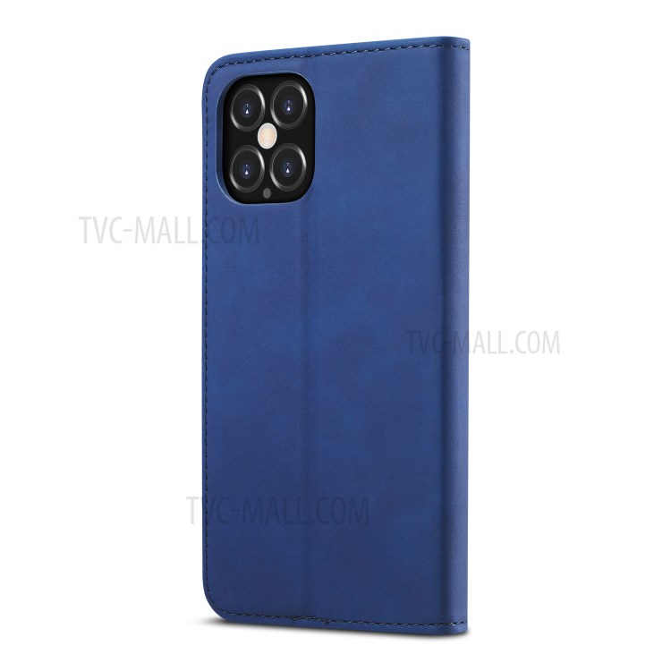 LC.IMEEKE LC-002 Series PU Leather Protector Wallet Stand Cover for iPhone 12 Pro Max 6.7 inch - Blue-3
