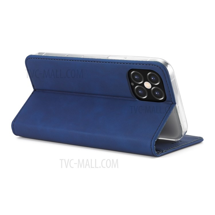 LC.IMEEKE LC-002 Series PU Leather Protector Wallet Stand Cover for iPhone 12 Pro Max 6.7 inch - Blue-5