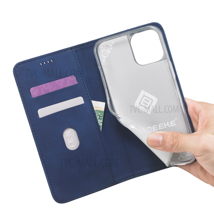 LC.IMEEKE LC-002 Series PU Leather Protector Wallet Stand Cover for iPhone 12 Pro Max 6.7 inch - Blue-8