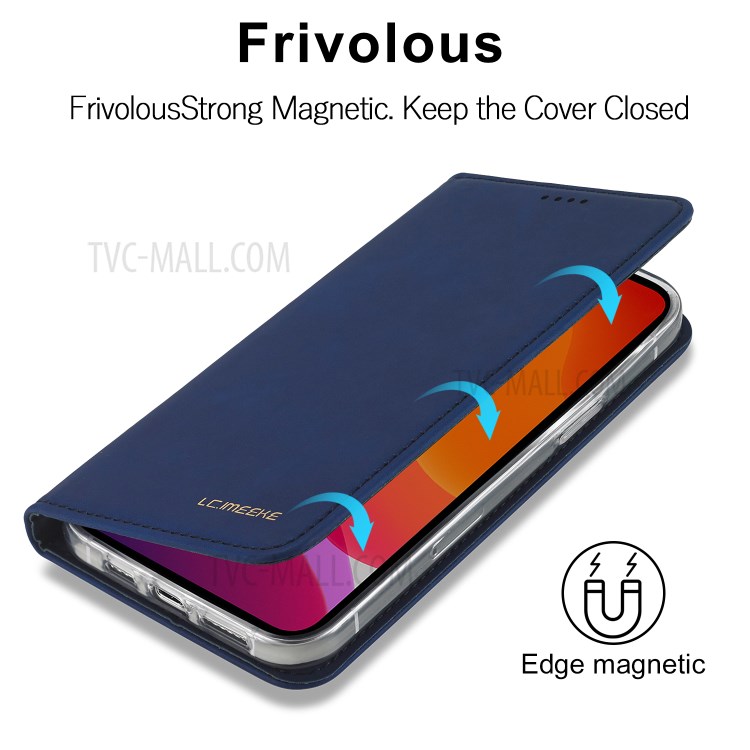 LC.IMEEKE LC-002 Series PU Leather Protector Wallet Stand Cover for iPhone 12 Pro Max 6.7 inch - Blue-9