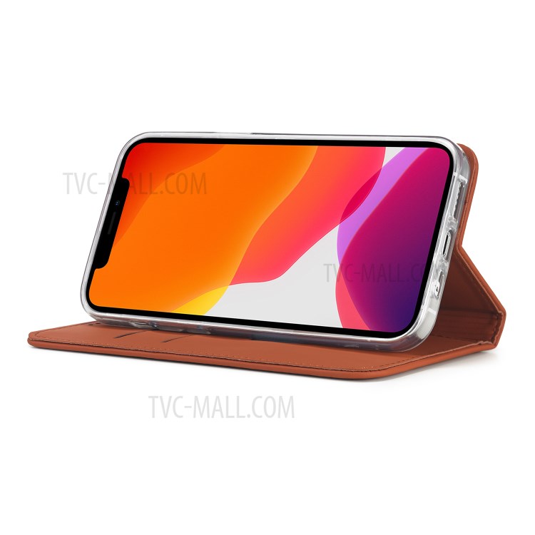 LC.IMEEKE LC-002 Series PU Leather Protector Wallet Stand Cover for iPhone 12 Pro Max 6.7 inch - Brown-6