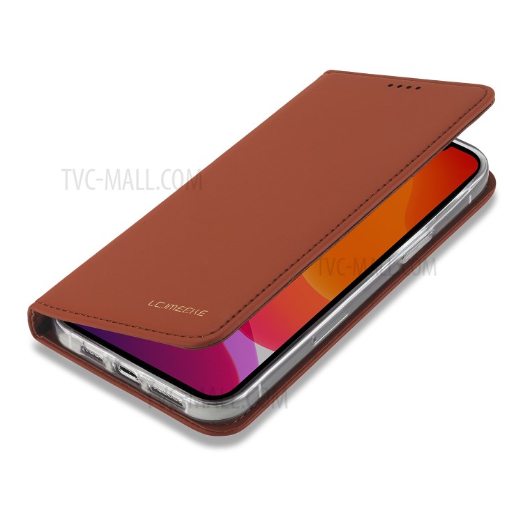 LC.IMEEKE LC-002 Series PU Leather Protector Wallet Stand Cover for iPhone 12 Pro Max 6.7 inch - Brown-7