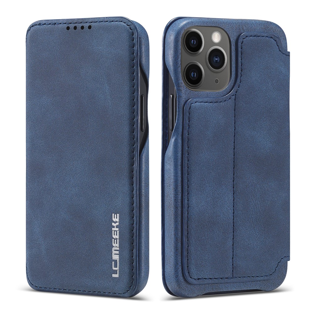 LC.IMEEKE Retro Style Stand Leather Phone Case with Card Holder for iPhone 12 mini - Blue-1