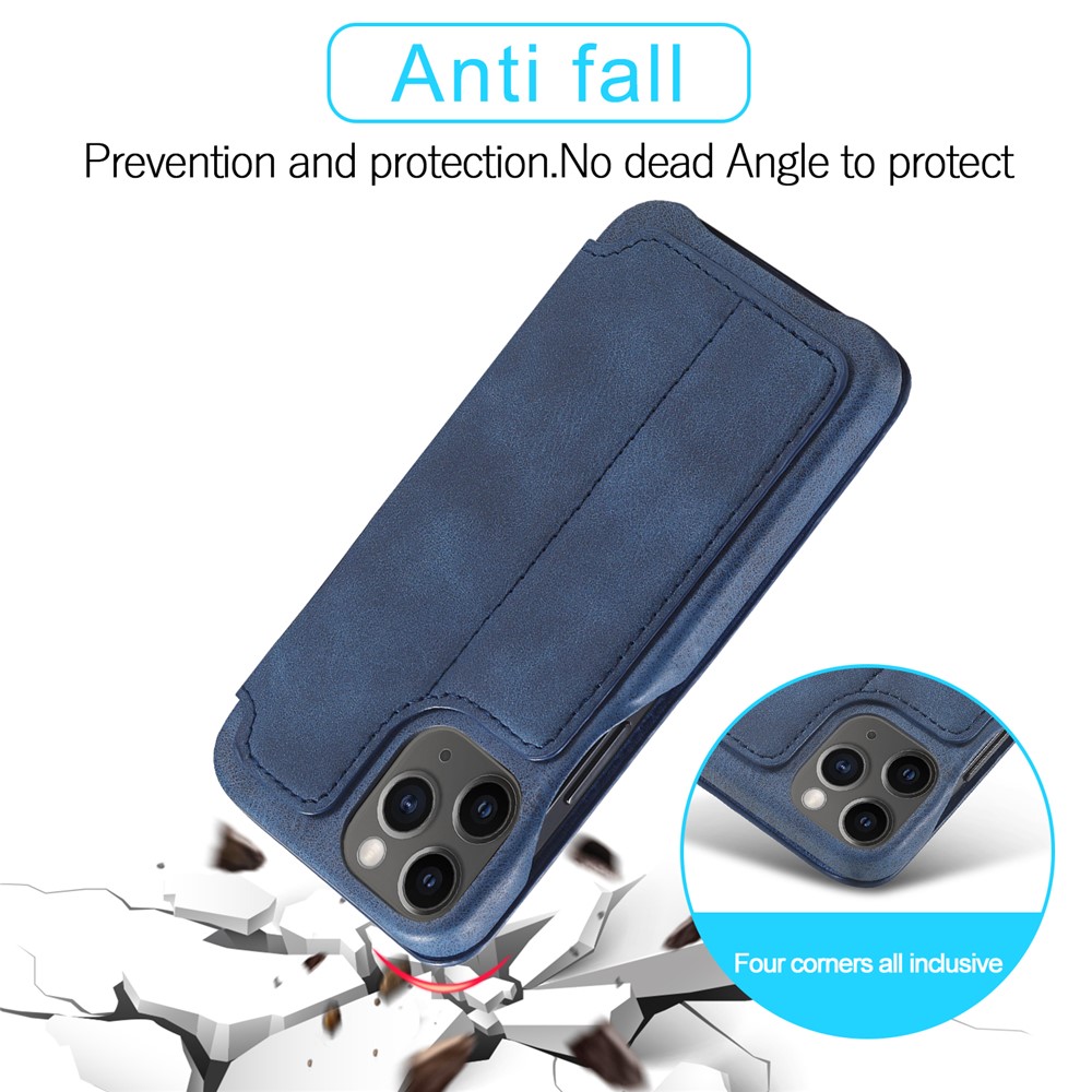 LC.IMEEKE Retro Style Stand Leather Phone Case with Card Holder for iPhone 12 mini - Blue-11