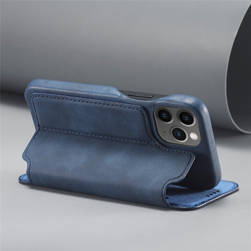LC.IMEEKE Retro Style Stand Leather Phone Case with Card Holder for iPhone 12 mini - Blue-6