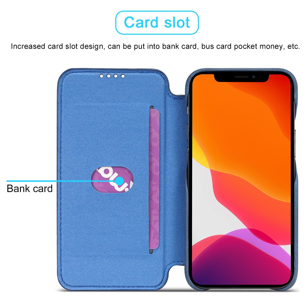 LC.IMEEKE Retro Style Stand Leather Phone Case with Card Holder for iPhone 12 mini - Blue-7