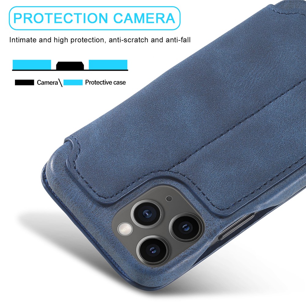 LC.IMEEKE Retro Style Stand Leather Phone Case with Card Holder for iPhone 12 mini - Blue-9