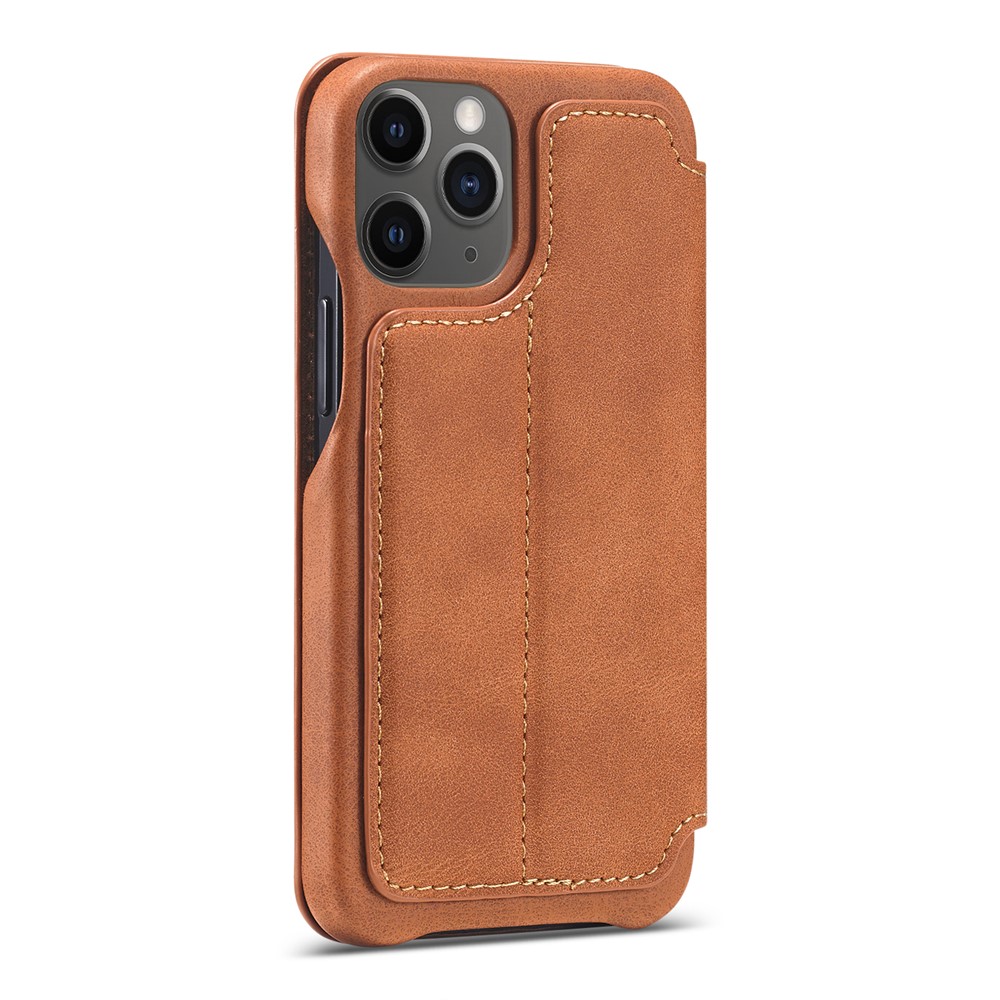 LC.IMEEKE Retro Style Stand Leather Phone Case with Card Holder for iPhone 12 mini - Brown-3