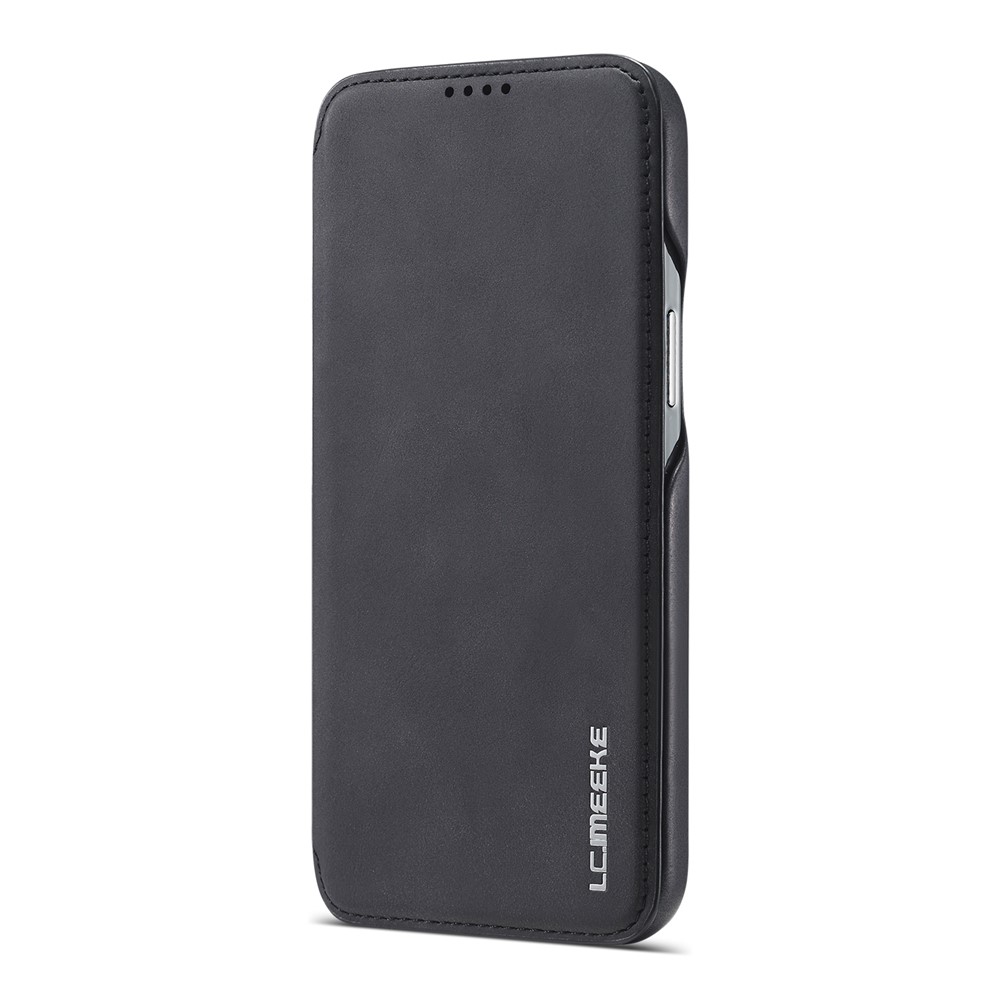 LC.IMEEKE Retro Style Protector Leather Phone Case with Card Holder for iPhone 12 Pro/12 - Black-2
