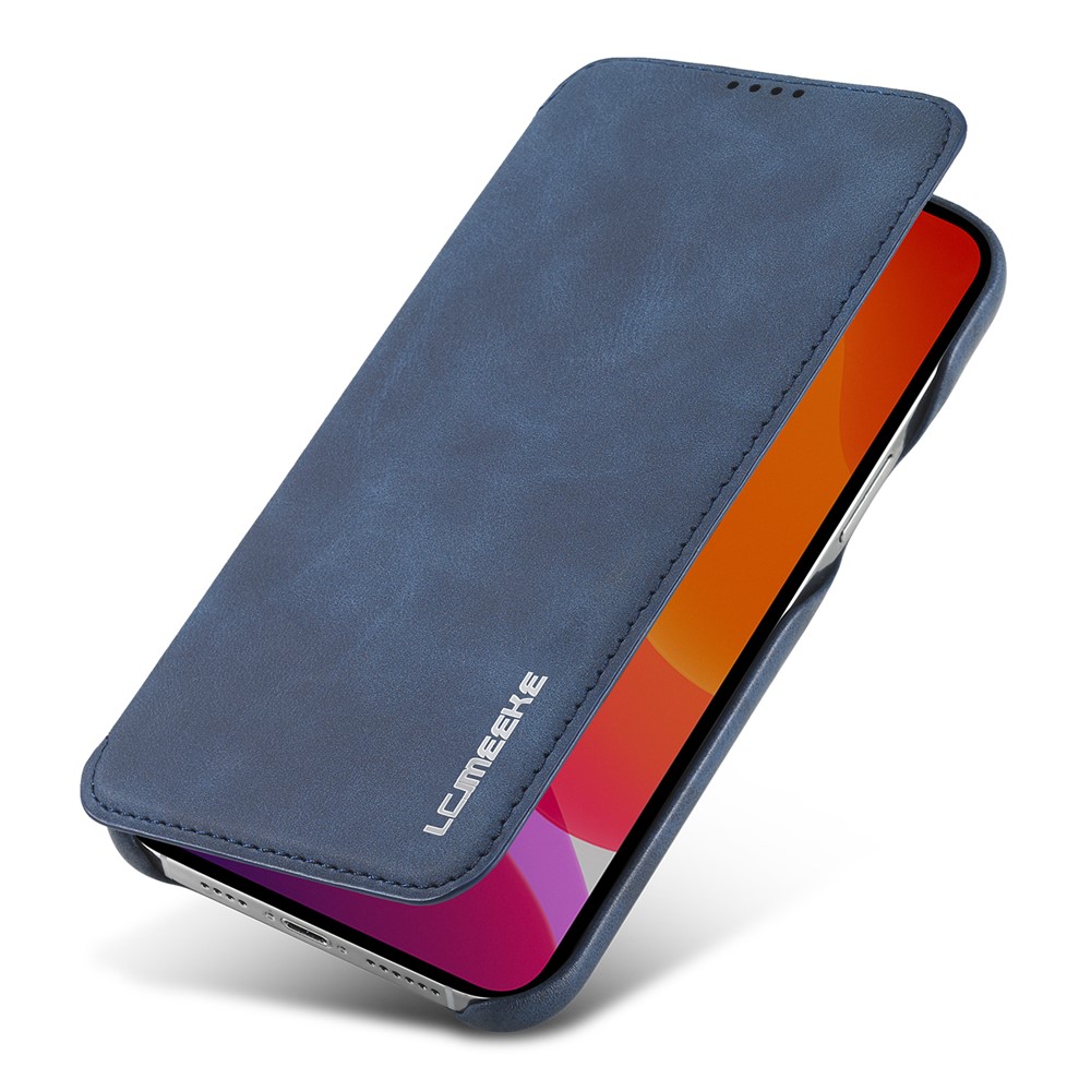 LC.IMEEKE Retro Style Protector Leather Phone Case with Card Holder for iPhone 12 Pro/12 - Blue-5