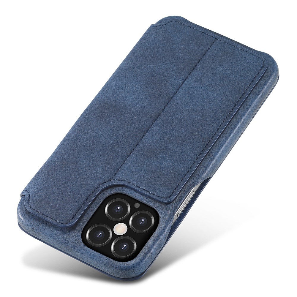 LC.IMEEKE Retro Style Protector Leather Phone Case with Card Holder for iPhone 12 Pro/12 - Blue-6